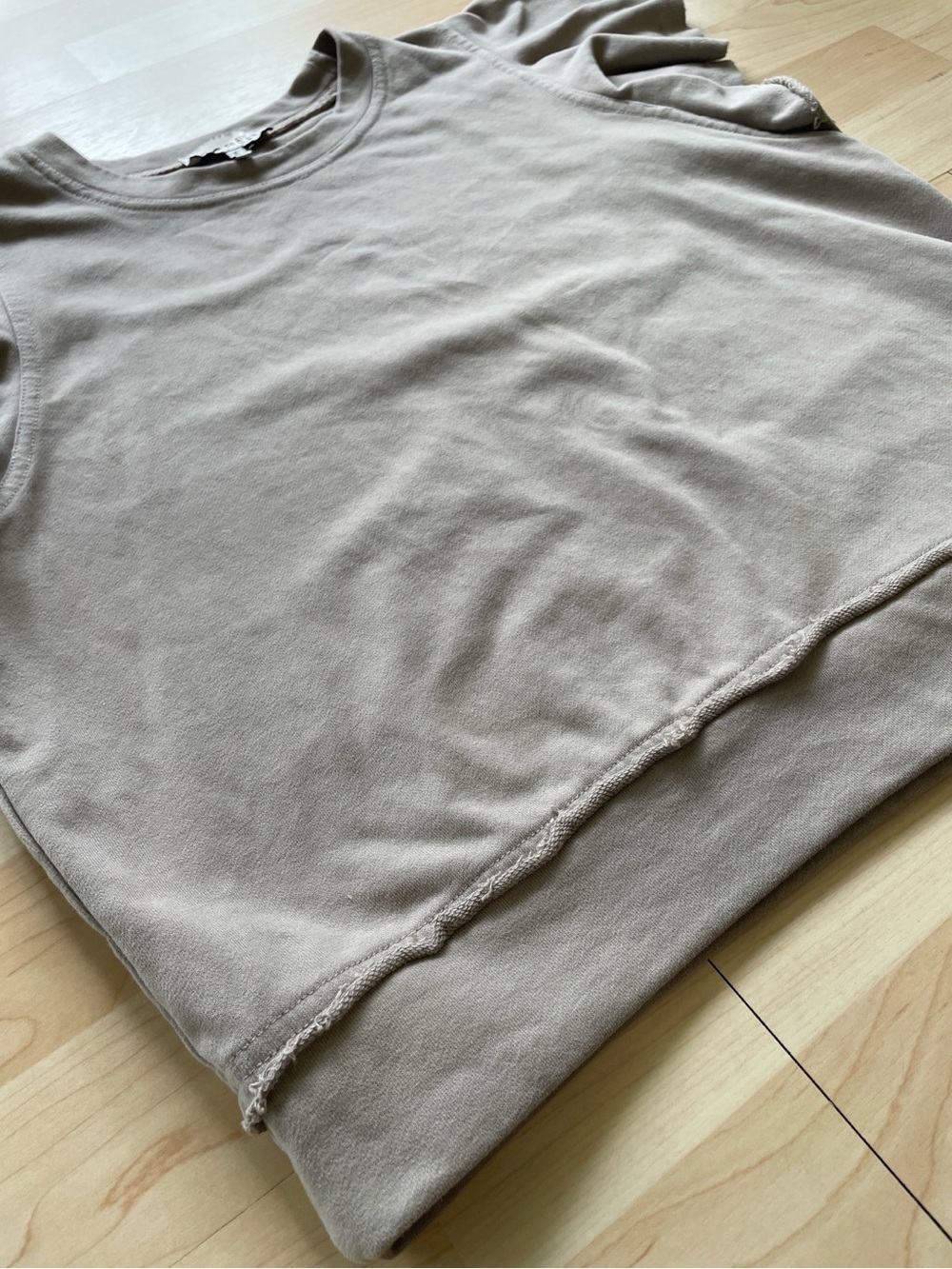 Taupe Ruffle Sleeve Pullover - Picture 4 of 5